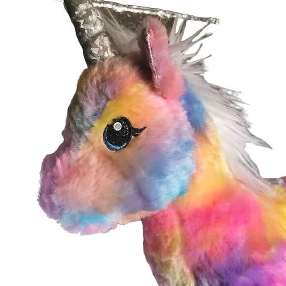 Build a Bear Workshop Rainbow Unicorn Plush 12" long-Tie-Dye BAB - Picture 3 of 11